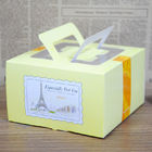 บรรจุภัณฑ์กล่องกระดาษสีเหลืองสำหรับบรรจุภัณฑ์เค้กกล่องเค้กพับได้พร้อมที่จับ