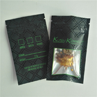 ถุงวัชพืช 1g ถุงบรรจุกัญชาทางการแพทย์ Kush การพิมพ์ UV กระเป๋าสีดำพร้อมหน้าต่างใสและซิป
