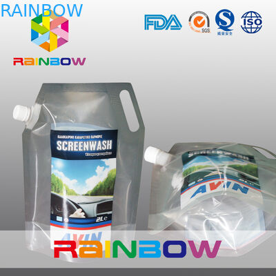 3L น้ำหลักฐานโปร่งใสหรือการพิมพ์ยืนขึ้นพวยกระเป๋าของเหลวถุงขวด