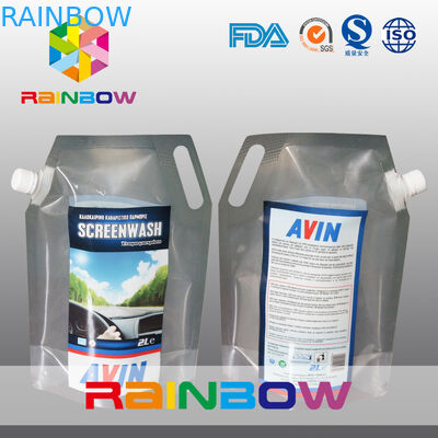 3L น้ำหลักฐานโปร่งใสหรือการพิมพ์ยืนขึ้นพวยกระเป๋าของเหลวถุงขวด