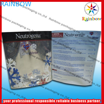 ฟอยล์ Stand Up ถุงบรรจุภัณฑ์เครื่องสำอางรีไซเคิลด้วย Ziplock สำหรับผงมุก