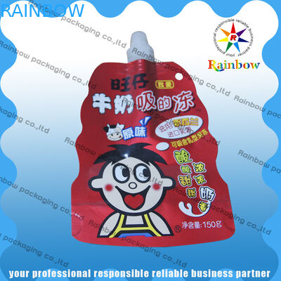 พลาสติกยืนขึ้นพวยกระเป๋าบรรจุภัณฑ์ย่อยสลายได้สำหรับนม