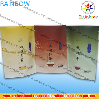 บรรจุภัณฑ์ถุงชาทรงเป้าล่างพิมพ์โลโก้พร้อมใบชาหลวม