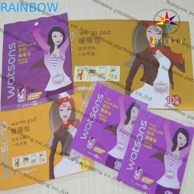 ซิปล็อคพลาสติกเครื่องสำอางขนาดกะทัดรัดบรรจุภัณฑ์แบนสำหรับแผ่นอบอุ่น