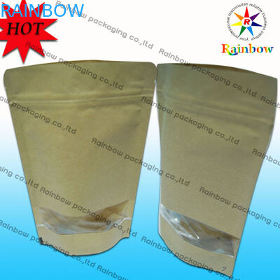 ถุงกระดาษคราฟท์ Ziplock Brown Custom คราฟท์พร้อมหน้าต่างสำหรับบรรจุภัณฑ์ขนมขบเคี้ยว