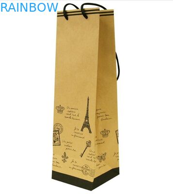 ถุงบรรจุภัณฑ์กระดาษเคลือบ ด้วยจัดการการกำหนดเองสำหรับไวน์และของขวัญ