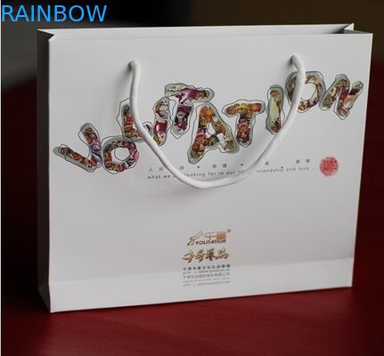 Ecofriendly จัดการถุงกระดาษที่กำหนดเองปั๊มร้อนด้วยโลโก้เงิน