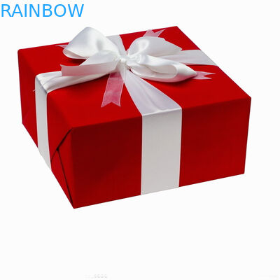 ชั้นพับกล่องกระดาษแข็งกระดาษสี่เหลี่ยมสีแดงสำหรับบรรจุภัณฑ์ของขวัญ