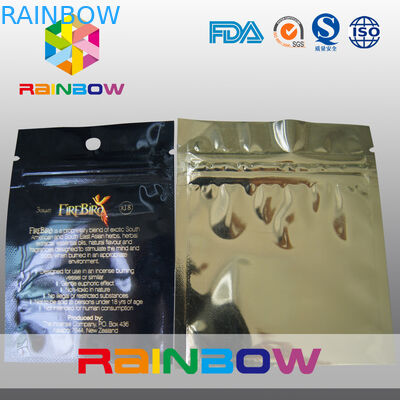 แบนสามด้านปิดผนึกซิปฟอยล์ mylar มีรูแขวน