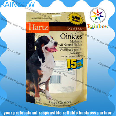 ถุงอาหารสัตว์เลี้ยงสุนัขที่กำหนดเองรีไซเคิลด้วยเป้าเสื้อกางเกงด้านล่างและซิป