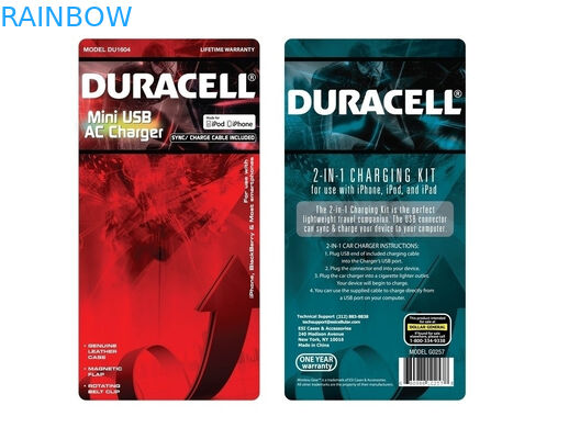 บรรจุภัณฑ์พุพองสีแดงเป็นมิตรกับสิ่งแวดล้อมสำหรับบรรจุภัณฑ์เครื่องชาร์จ USB พร้อมพิมพ์โลโก้