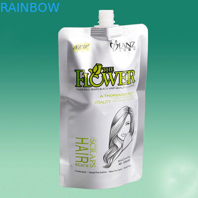 ซิลเวอร์ Stand Up Spout Pouch ฟอยล์บรรจุภัณฑ์รีไซเคิลสำหรับการดูแลเส้นผม
