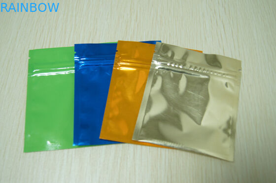 ถุงอลูมิเนียมฟอยล์สีสันสดใสขนาดเล็กเคลือบเงาสามด้านตรา Mylar แบนพร้อม Ziplock