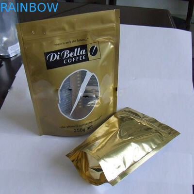 Coffe / Tea Moistureproof Stand Up Pouch Bag พลาสติกหน้าต่างรูปไข่ทองคำ