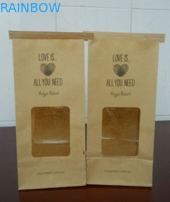 สีน้ำตาลใสหน้าต่างกระดาษเองถุงดีบุกสำหรับบรรจุภัณฑ์อาหาร