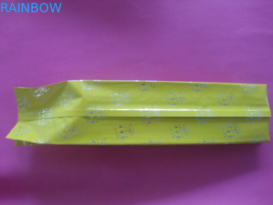 Side Gusset Yellow Coffee Bean บรรจุภัณฑ์อลูมิเนียมฟอยล์ Heat Seal
