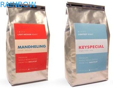 กระเป๋าอลูมิเนียมฟอยล์ด้านล่างเคลือบผิวด้านแบนถุงบรรจุภัณฑ์กาแฟเงินดีบุกไท