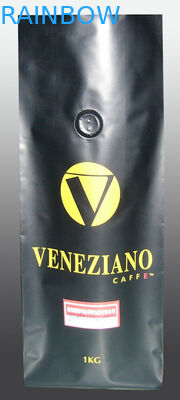 สีเงินสูญญากาศซีลถุงชาบรรจุภัณฑ์ผิวด้านลุกขึ้นยืนด้วยวาล์ว Degassing