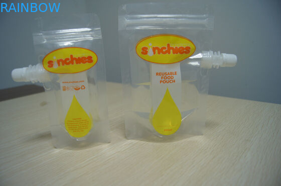 Clear Stand Up Yellow Spout Pouch Packaging นำมาใช้ใหม่สำหรับบรรจุภัณฑ์เหลว