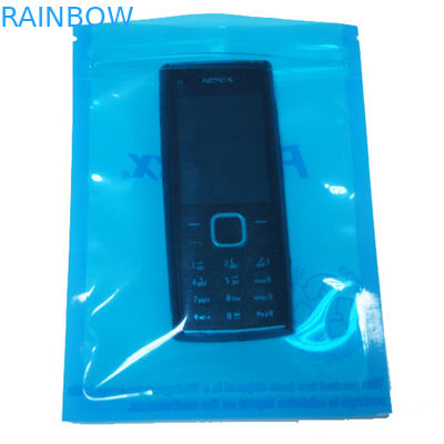 ถุงซิปป้องกันไฟฟ้าสถิตย์สามด้านสีน้ำเงินใสสำหรับผลิตภัณฑ์อิเล็กทรอนิกส์