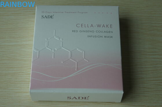 Pink Sade กล่องบรรจุภัณฑ์กระดาษการ์ดขาวสำหรับหน้ากากเครื่องสำอางโสม Collagen