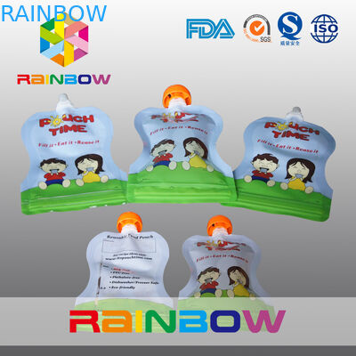 สีเงินยืนขึ้นพวยถุงพิมพ์เต็มรูปแบบที่มีการจัดการ / ฉลาก