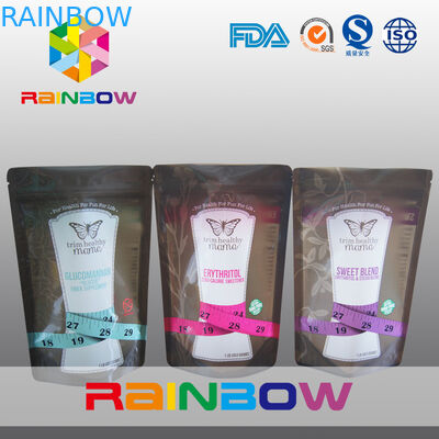 ถุงบรรจุขนมซิปขึ้น / บรรจุภัณฑ์อาหารพลาสติกสำหรับสารให้ความหวานเท่ากับ