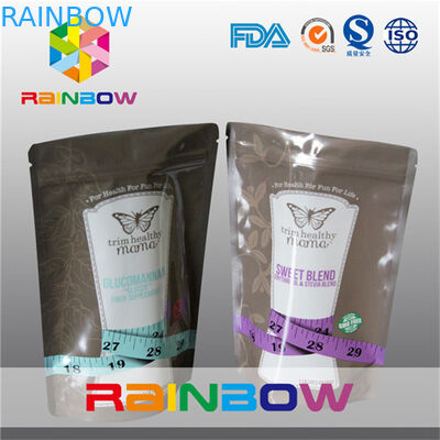 ถุงฟอยล์ตั้งได้อย่างมีเหตุผลพร้อมซิปสำหรับบรรจุน้ำตาล / อาหาร