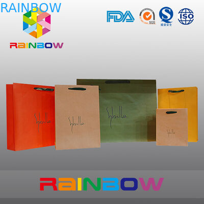 ถุงกระดาษพิมพ์แบบกำหนดเองสีขาว / แดงมีหูจับ