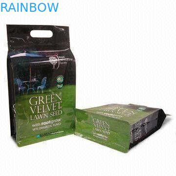 ถุงอาหารสัตว์เลี้ยงพลาสติกปลอดสารพิษที่มีก้นแบนและที่จับ