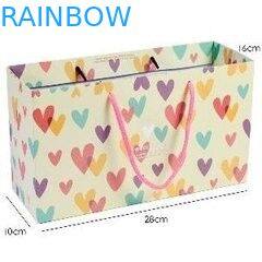 พิมพ์แบนจัดการคราฟท์กำหนดเองถุงกระดาษถุงช้อปปิ้งสาวน่ารักด้วยหัวใจ