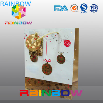 ถุงกระดาษพิมพ์แบบกำหนดเองล่างสุดหรูพร้อม Drawstring สำหรับเป็นของขวัญ