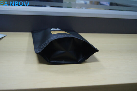 Moyee ถุงพลาสติกบรรจุภัณฑ์ Matte Black Stand Up Pouch พร้อมถุงกาแฟ Valve
