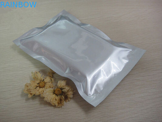 สุญญากาศยืนขึ้นถุงฟอยล์บรรจุภัณฑ์ถุงฟอยล์อลูมิเนียมสีเงินแนวตั้งมี Ziplock และพวย