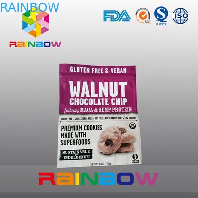 Matte Soft Surface ถุงพลาสติกบรรจุภัณฑ์คุกกี้ Doypack Ziplock Bags