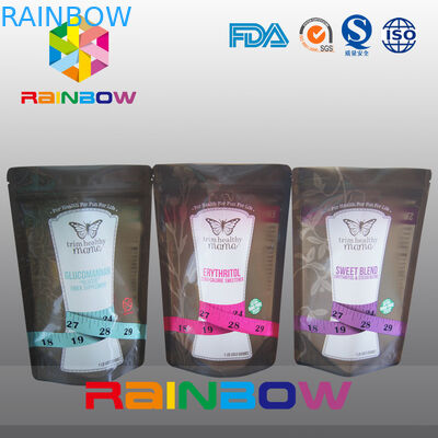 ถุงซิปเป้าด้านล่างพลาสติกสำหรับบรรจุภัณฑ์น้ำตาล / ขนม / เครื่องเทศ