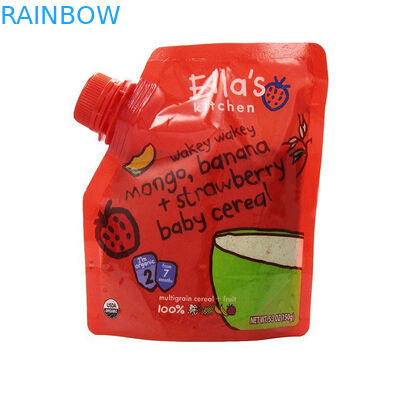 Doypack ถุงอาหารเด็กที่นำกลับมาใช้ใหม่ได้ปราศจาก BPA พร้อมมุมรางน้ำ