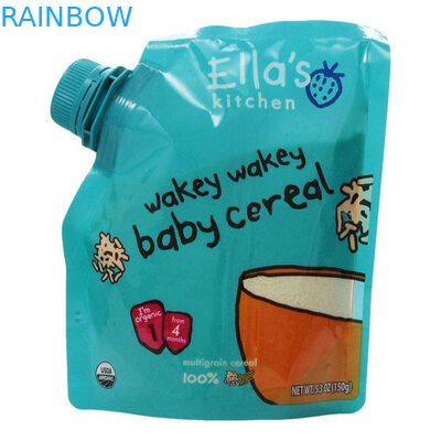 Doypack ถุงอาหารเด็กที่นำกลับมาใช้ใหม่ได้ปราศจาก BPA พร้อมมุมรางน้ำ