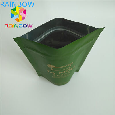 อลูมิเนียมฟอยล์เรียงรายแมตต์สีขาวถุงบรรจุภัณฑ์ชาเขียวออกแบบซิปเอง