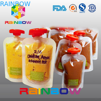 ล้างกระเป๋ายืนพวยตนเองสำหรับแยม / น้ำผลไม้นำมาใช้ใหม่ถุงบรรจุอาหารสำหรับทารก