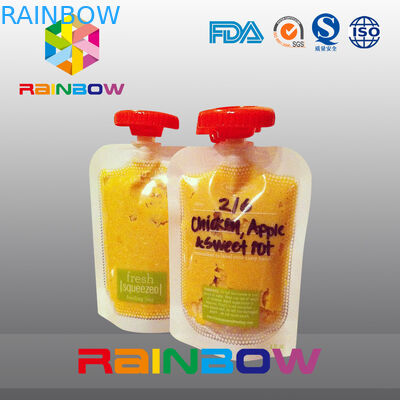 ล้างกระเป๋ายืนพวยตนเองสำหรับแยม / น้ำผลไม้นำมาใช้ใหม่ถุงบรรจุอาหารสำหรับทารก