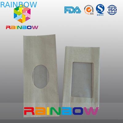 เป้าเสื้อกางเกงถุงกระดาษคราฟท์สำหรับบรรจุภัณฑ์ขนม / อาหารแห้งเกรดด้วยหน้าต่างที่ชัดเจน