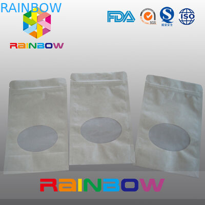 ถุงกระดาษคราฟท์สีน้ำตาลยืนขึ้นถุงบรรจุภัณฑ์ที่มีถุงซิป Ziplock สำหรับขนม / อาหาร