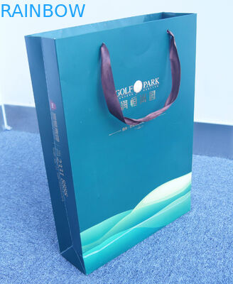 ด้านล่างแบนพิมพ์ถุงกระดาษคราฟท์เองช้อปปิ้งด้วยเชือก