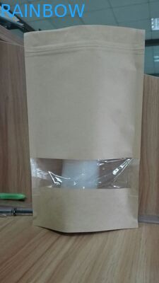 Stand Up Food Gift Pouch ถุงกระดาษแบบกำหนดเองพร้อมหน้าต่าง Ziplock แบบใสผนึกได้
