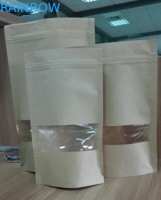 Stand Up Food Gift Pouch ถุงกระดาษแบบกำหนดเองพร้อมหน้าต่าง Ziplock แบบใสผนึกได้