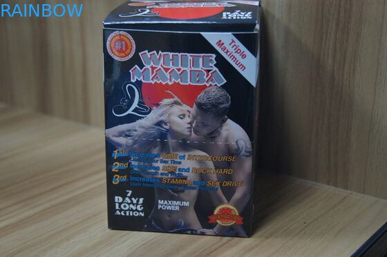 ยาเสริมสมรรถภาพทางเพศแสดงกล่องกระดาษและการ์ดเสือดำดำ