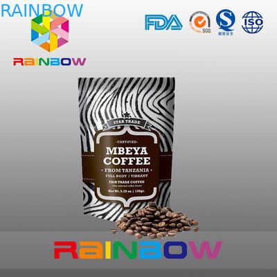 ยืนขึ้นถุงพลาสติกบรรจุภัณฑ์อลูมิเนียมฟอยล์ถุงถั่วกาแฟที่มีวาล์วและซิป