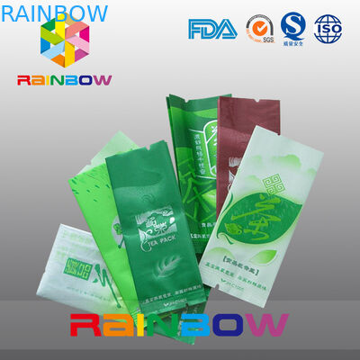 บรรจุภัณฑ์ถุงชาเป้าเสื้อกางเกงด้านหลังศูนย์ปิดผนึกความร้อนอลูมิเนียมฟอยล์สีเขียวผนึก