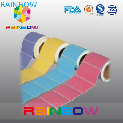 ไม่มีการพิมพ์ม้วนกระดาษเปล่าสีขาว / มีสีสันที่ว่างเปล่าฉลากกาวตนเองที่มีขนาดที่กำหนดเอง